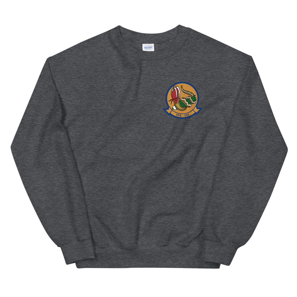 VFA-204 River Rattlers Squadron Crest Unisex Sweatshirt – front view, heather