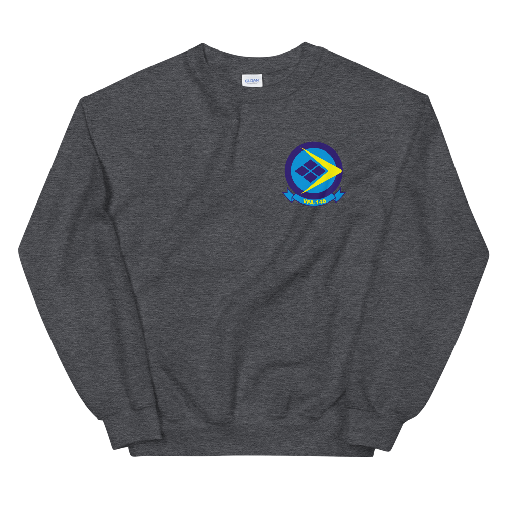 VFA-146 Blue Diamonds Squadron Crest Unisex Sweatshirt – front view, heather