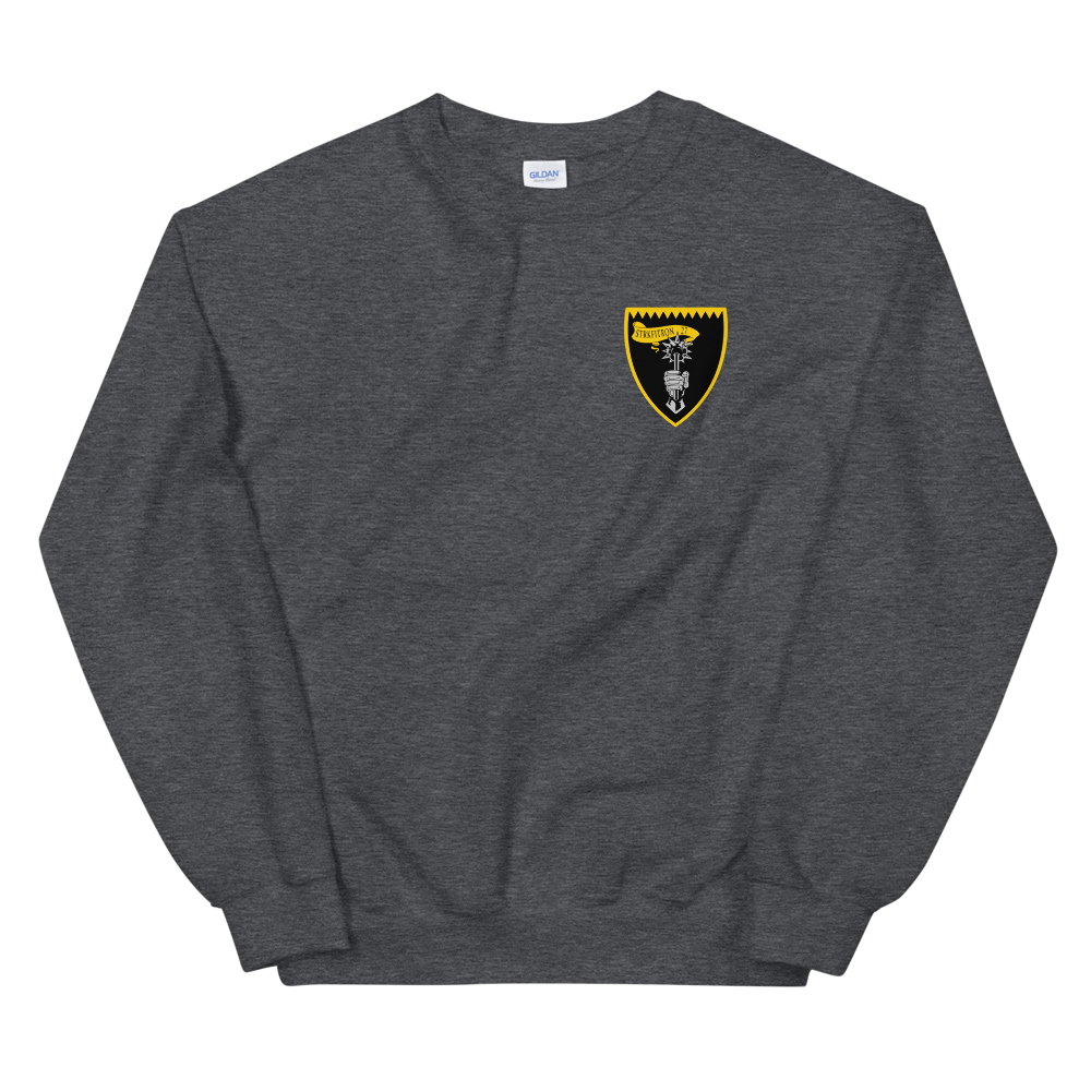 VFA-27 Royal Maces Squadron Crest Unisex Sweatshirt – front view, heather