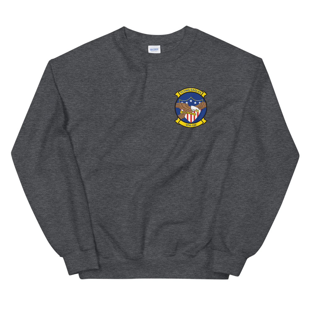 VFA-122 Flying Eagles Squadron Crest Unisex Sweatshirt – front view, heather