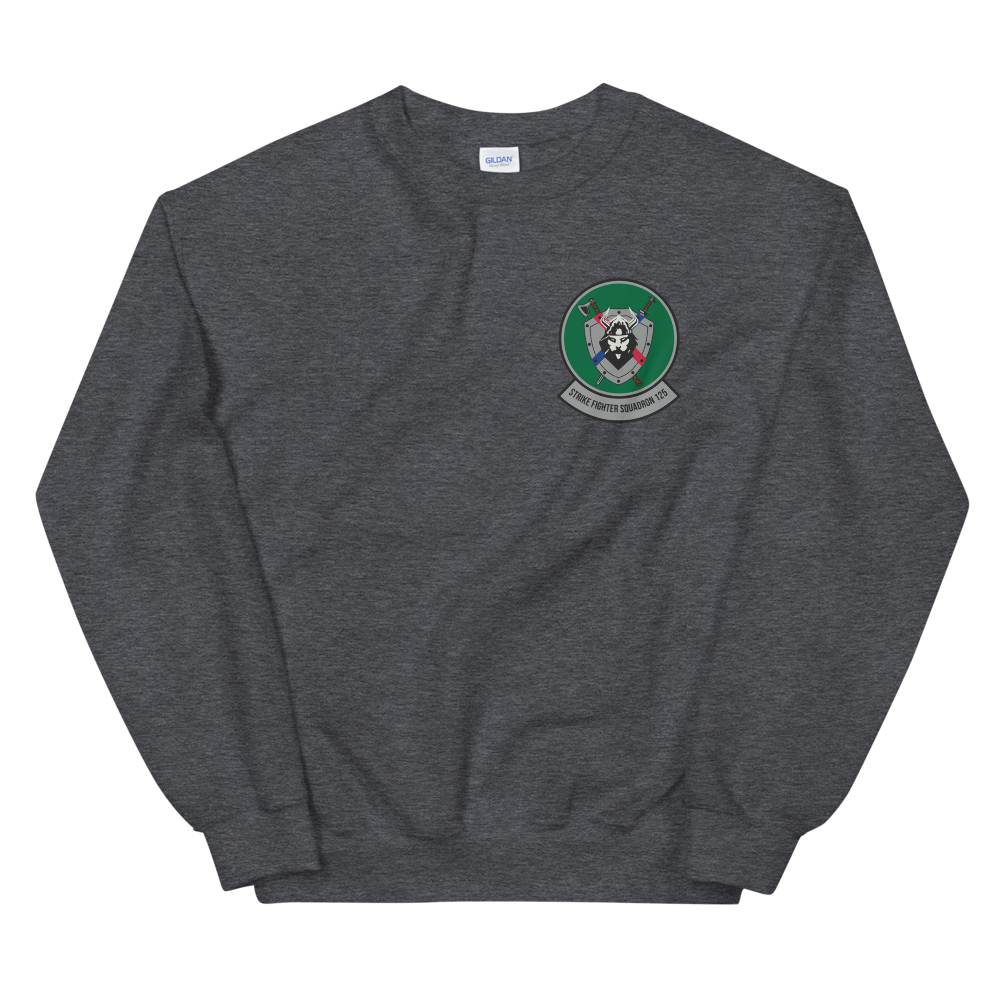 VFA-125 Rough Raiders Squadron Crest Unisex Sweatshirt – front view, heather