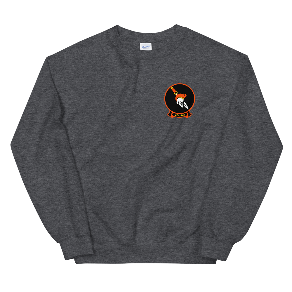VFA-147 Argonauts Squadron Crest Unisex Sweatshirt – front view, heather