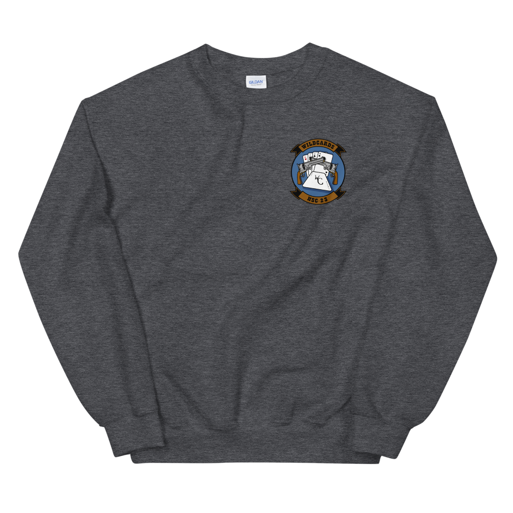 HSC-23 Wildcards Squadron Crest Unisex Sweatshirt – front view, heather
