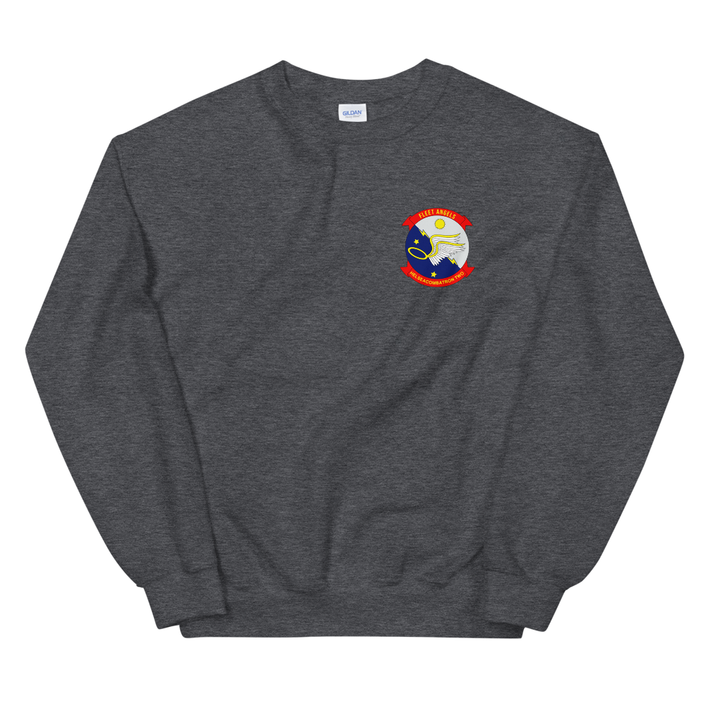 HSC-2 Fleet Angels Squadron Crest Unisex Sweatshirt – front view, heather