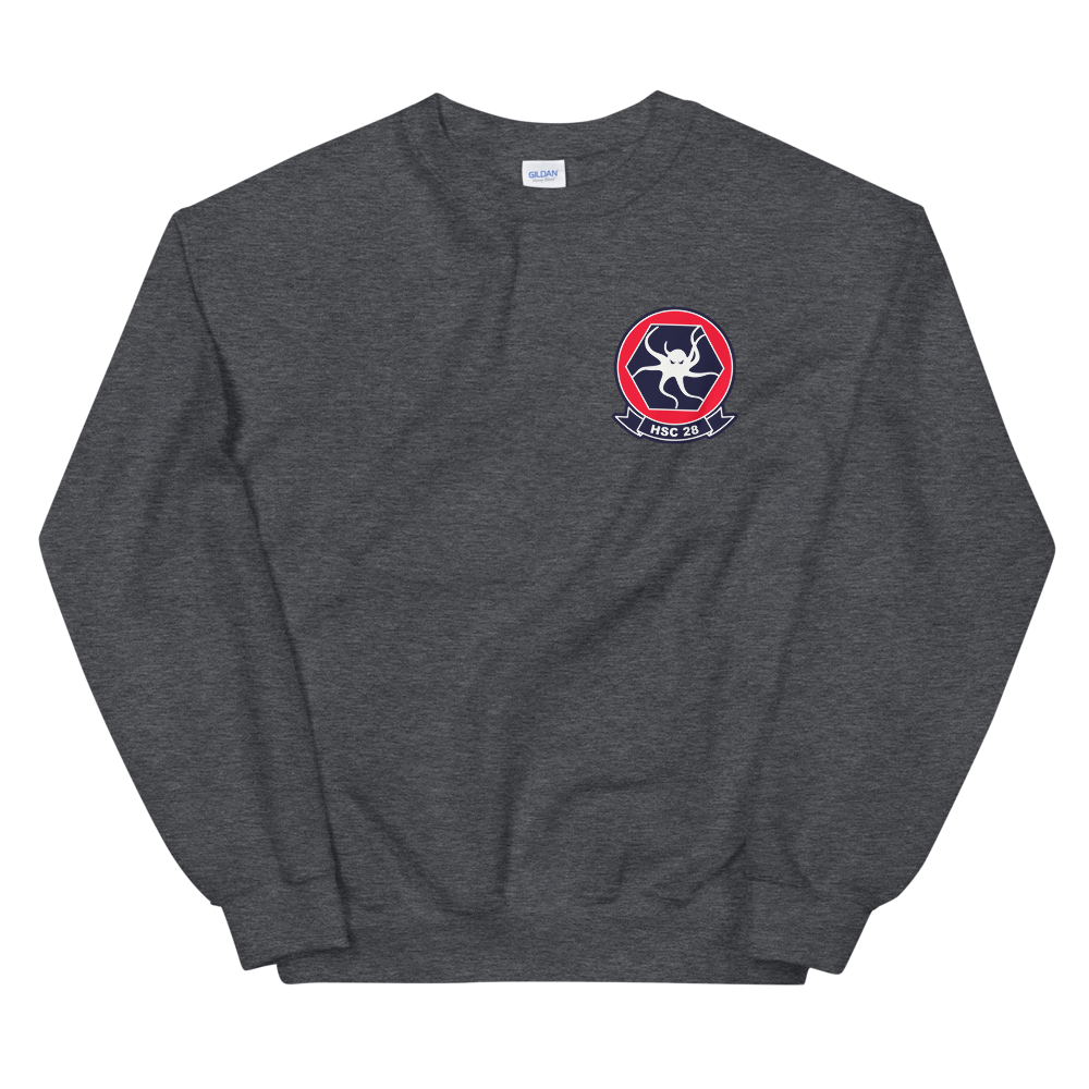 HSC-28 Dragon Whales Squadron Crest Unisex Sweatshirt – front view, heather