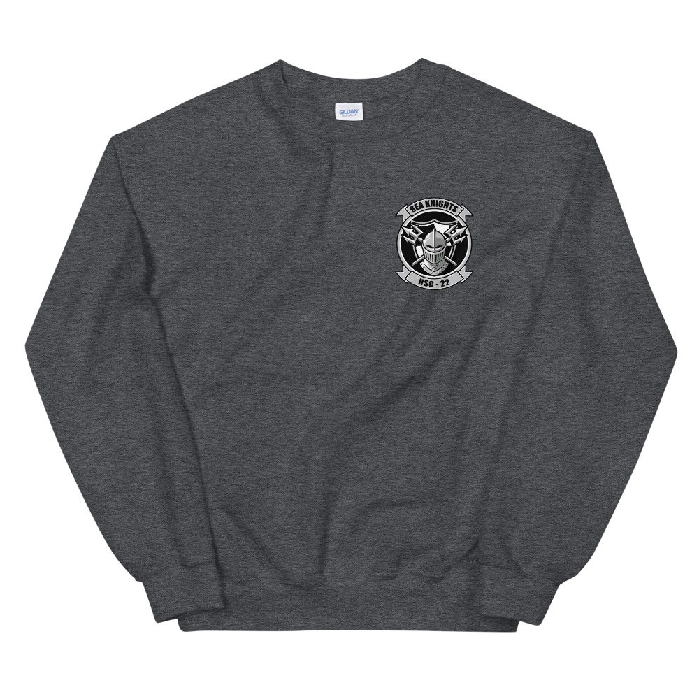 HSC-22 Sea Knights Squadron Crest Unisex Sweatshirt – front view, heather