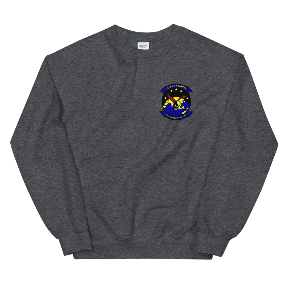 HSC-25 Island Knights Squadron Crest Unisex Sweatshirt – front view, heather