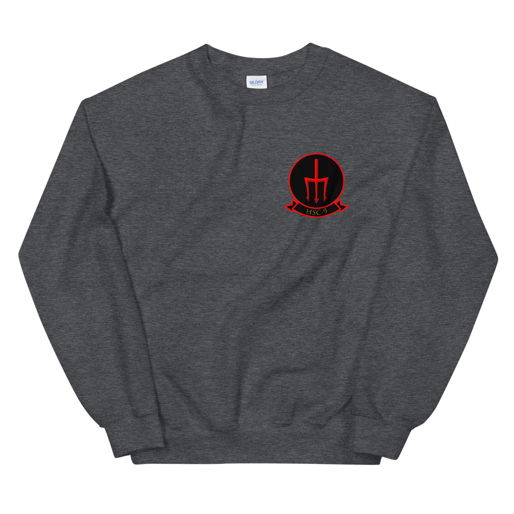 HSC-9 Tridents Squadron Crest Unisex Sweatshirt – front view, heather