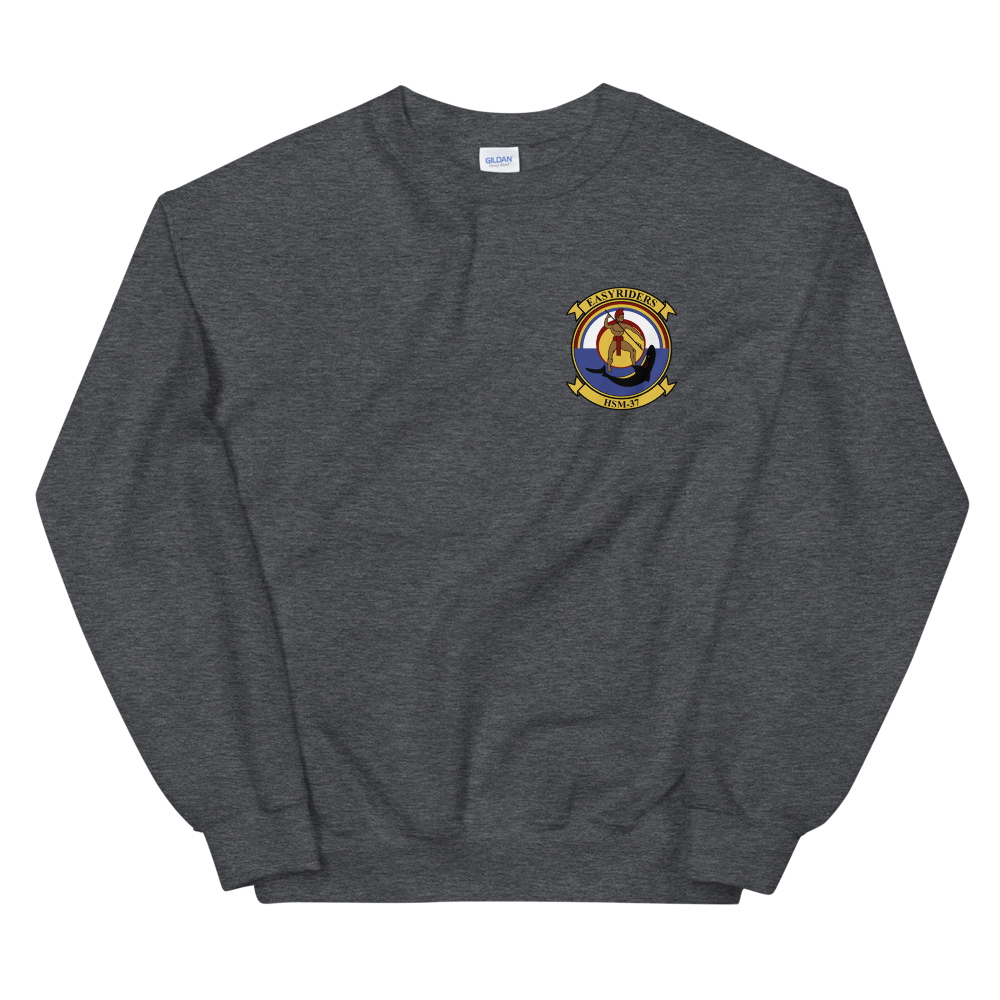 HSM-37 Easy Riders Squadron Crest Unisex Sweatshirt – front view, heather