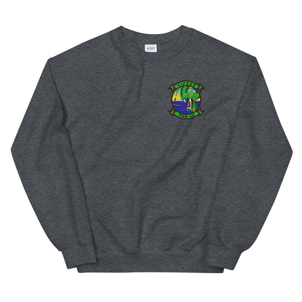 HSM-48 Vipers Squadron Crest Unisex Sweatshirt – front view, heather