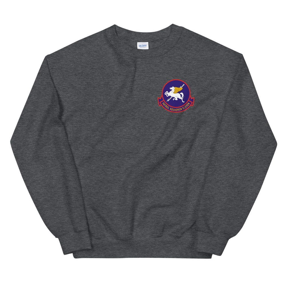 VP-11 Proud Pegasus Squadron Crest Sweatshirt – front view, heather