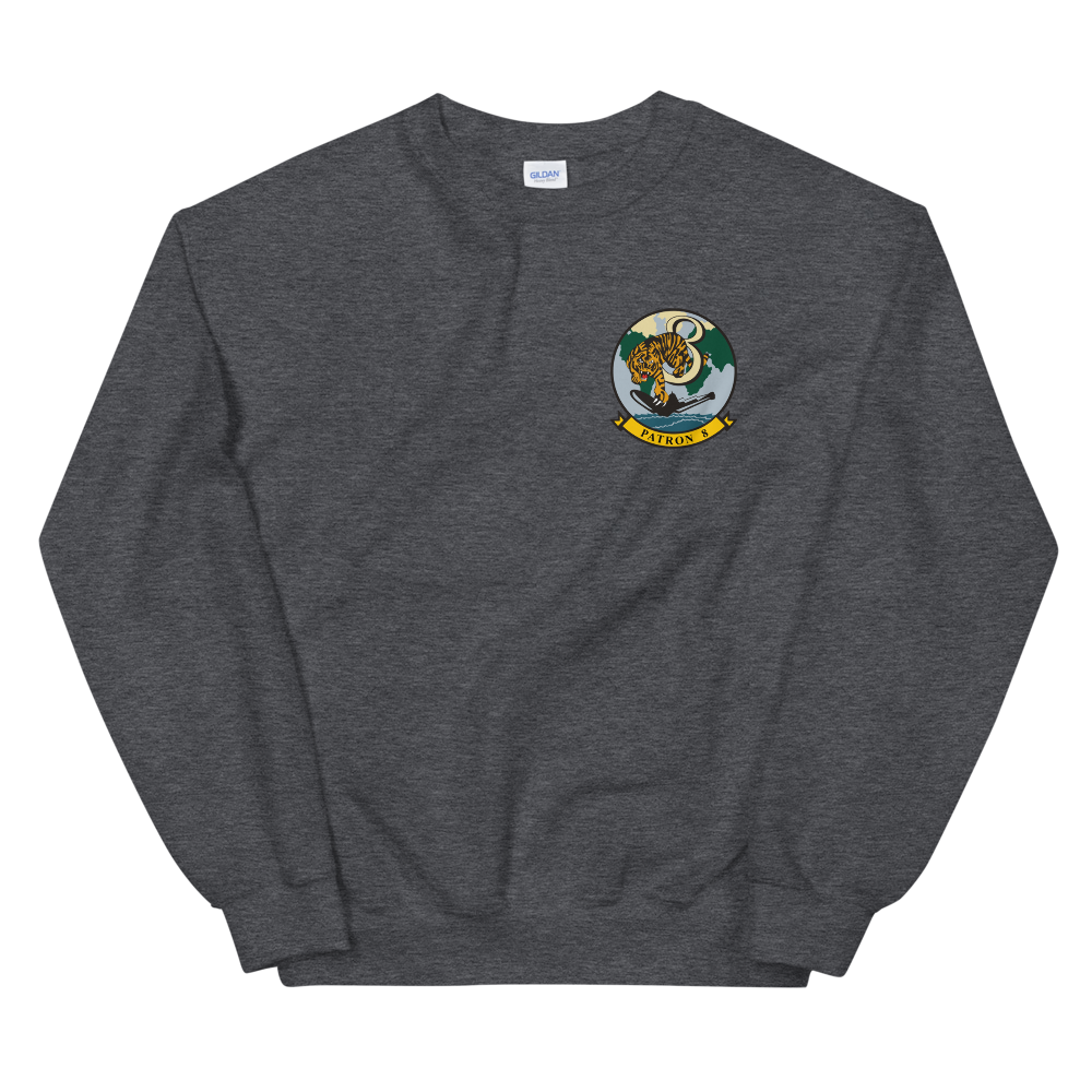 VP-8 Fighting Tigers Squadron Crest Sweatshirt – front view, heather