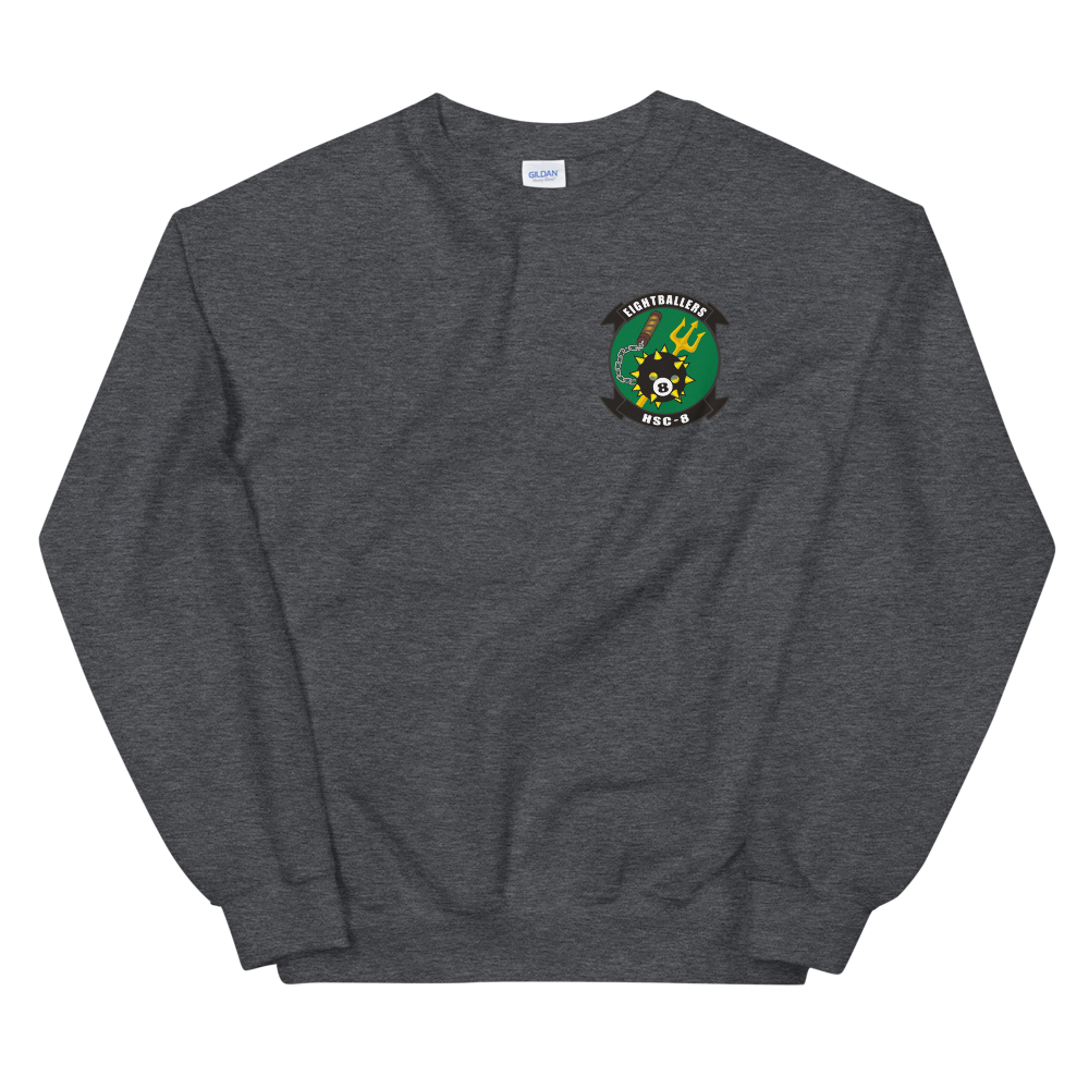 HSC-8 Eightballers Squadron Crest Sweatshirt – front view, heather