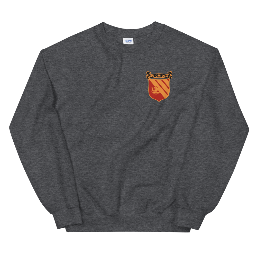 USS Gridley (CG-21) Ship's Crest Sweatshirt – front view, heather