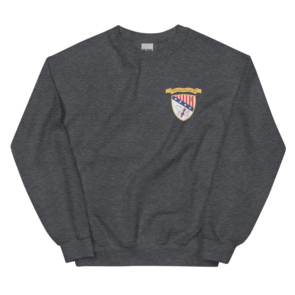 USS Chicago (CG-11) 1976 WESTPAC Cruise Sweatshirt – front view, heather