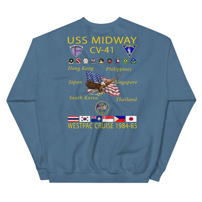 USS Midway (CV-41) 1984-85 Cruise Sweatshirt – indigo