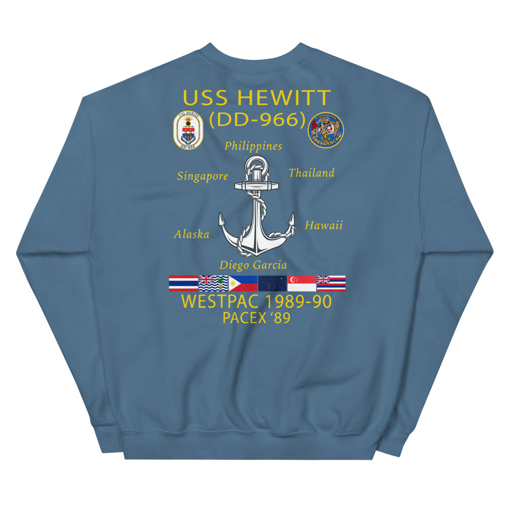 USS Hewitt (DD-966) 1989-90 Cruise Sweatshirt – indigo