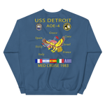 USS Detroit (AOE-4) 1983 Med Cruise Sweatshirt – back view, indigo