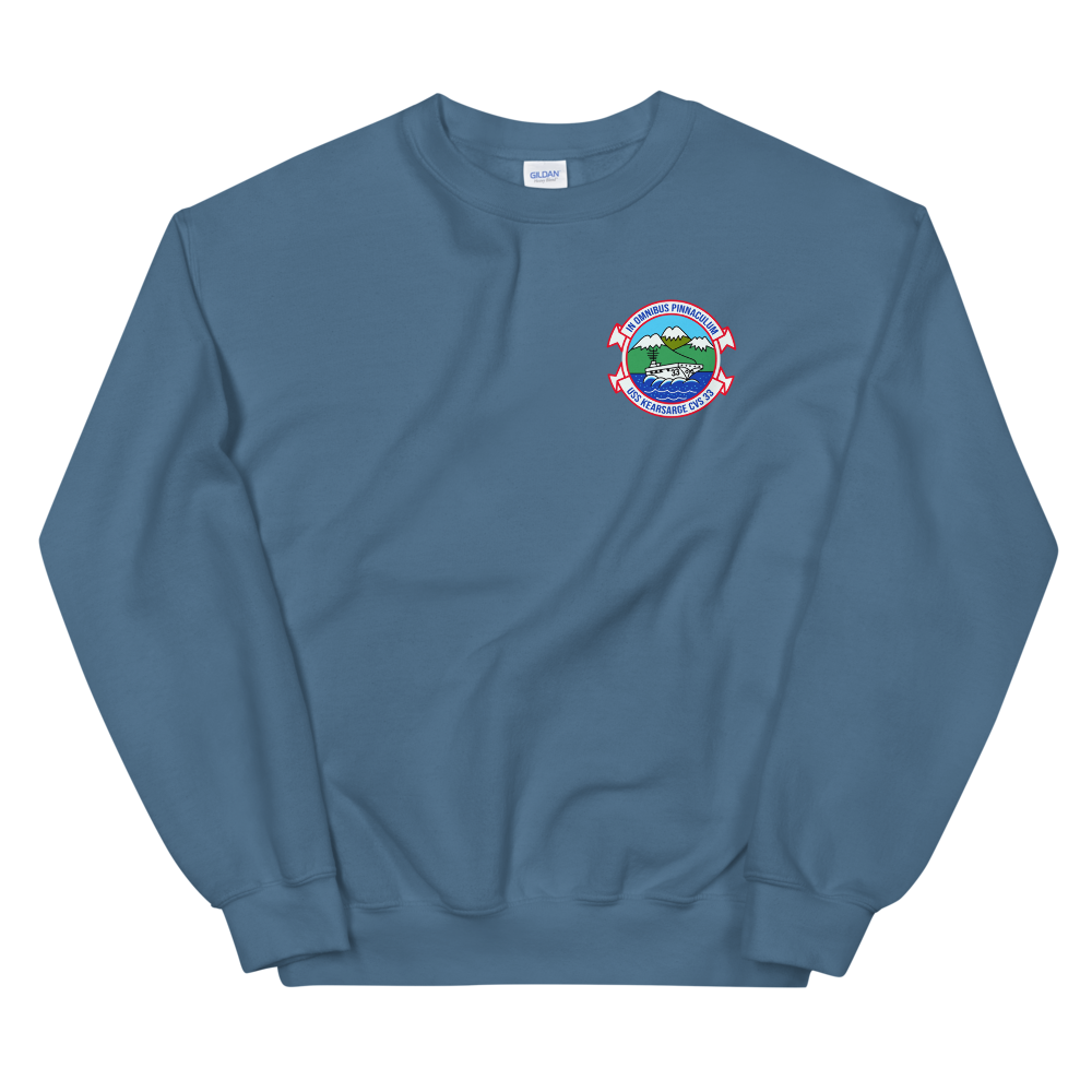 USS Kearsarge (CVS-33) Ship's Crest Sweatshirt – front view, indigo