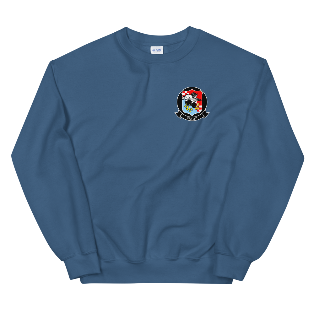 VFA-211 Checkmates Squadron Crest Unisex Sweatshirt – front view, indigo