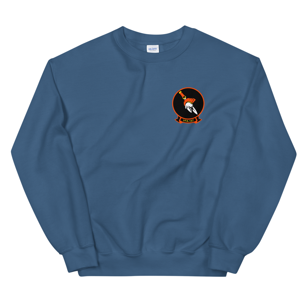 VFA-147 Argonauts Squadron Crest Unisex Sweatshirt – front view, indigo