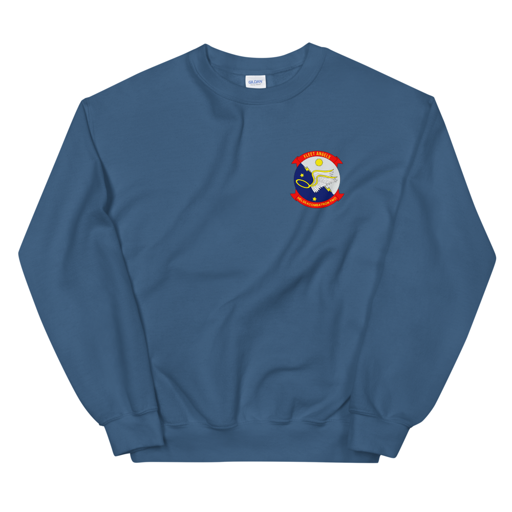 HSC-2 Fleet Angels Squadron Crest Unisex Sweatshirt – front view, indigo