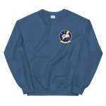 HSC-26 Chargers Squadron Crest Unisex Sweatshirt – front view, indigo