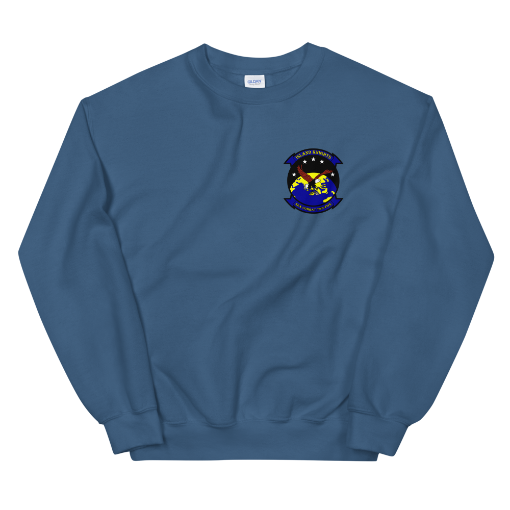 HSC-25 Island Knights Squadron Crest Unisex Sweatshirt – front view, indigo