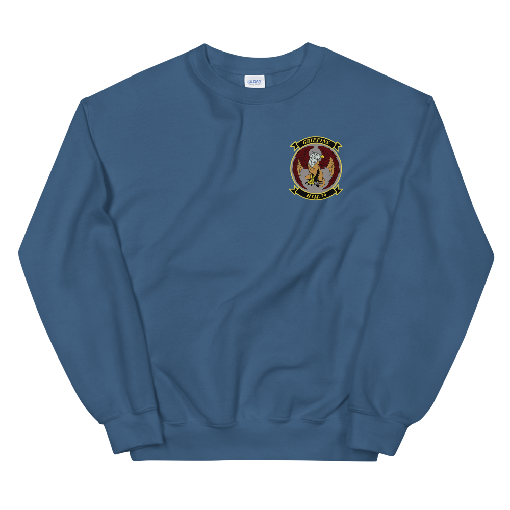 HSM-79 Griffins Squadron Crest Unisex Sweatshirt – front view, indigo
