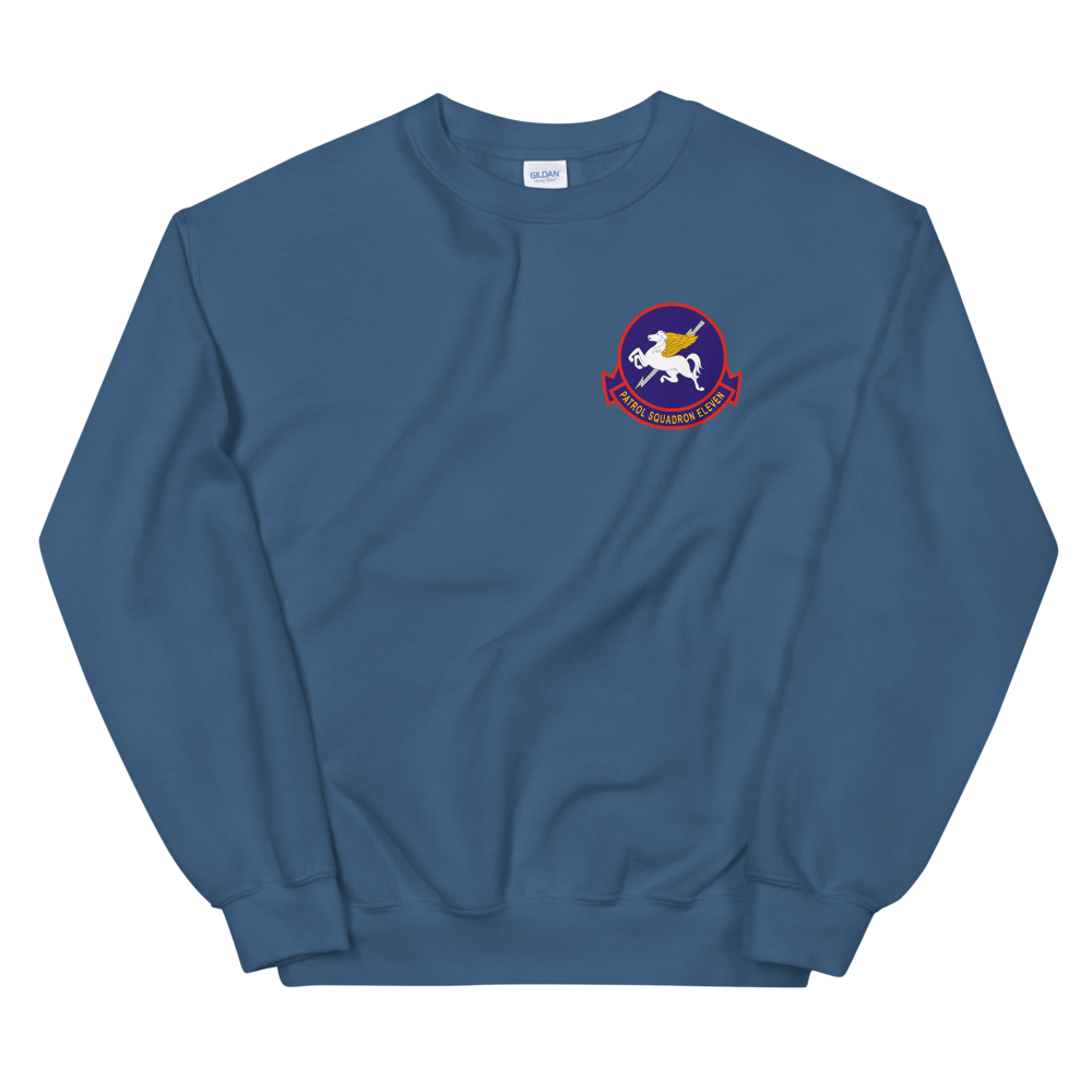 VP-11 Proud Pegasus Squadron Crest Sweatshirt – front view, indigo