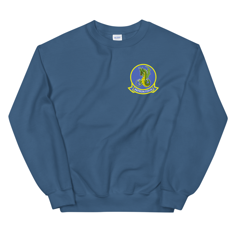 VP-4 The Skinny Dragons Crest Sweatshirt – front view, indigo