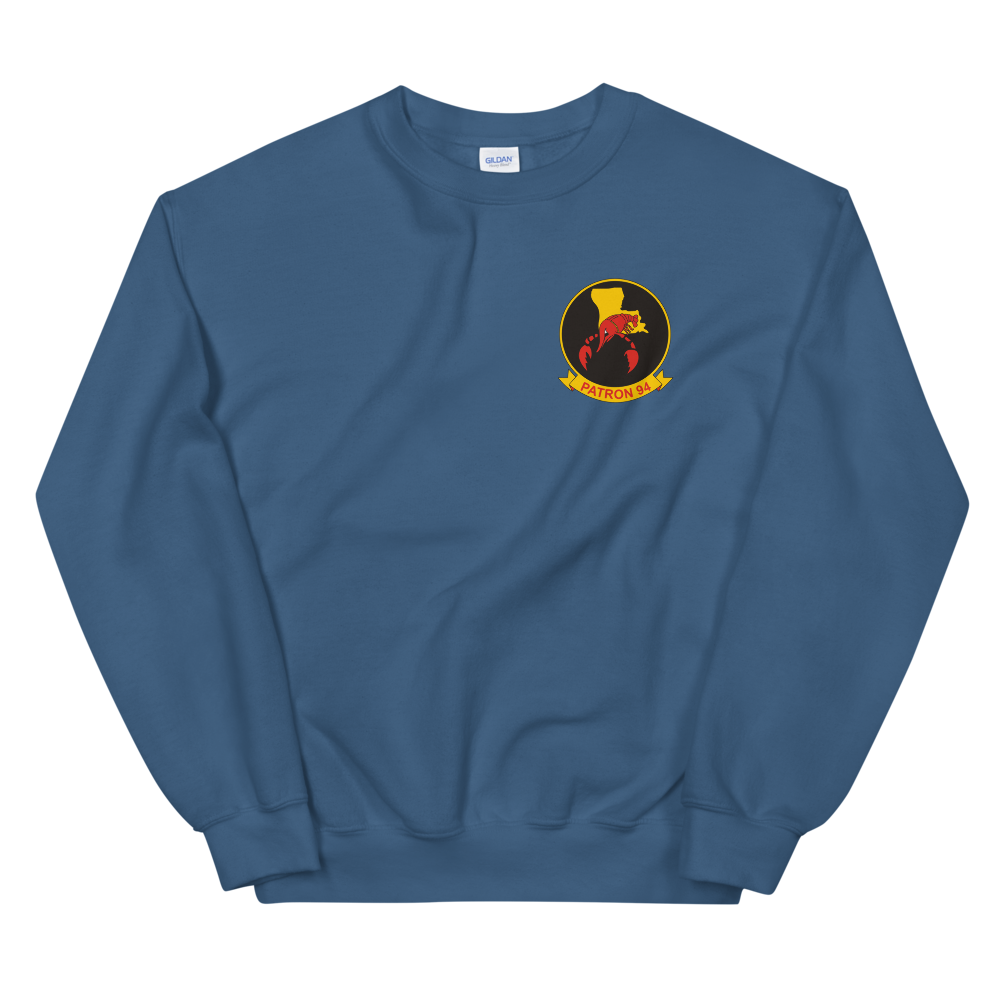 VP-94 Crawfisher's Squadron Crest Sweatshirt – front view, indigo