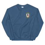 USS Detroit (LCS-7) Ship's Crest Sweatshirt – front view, indigo