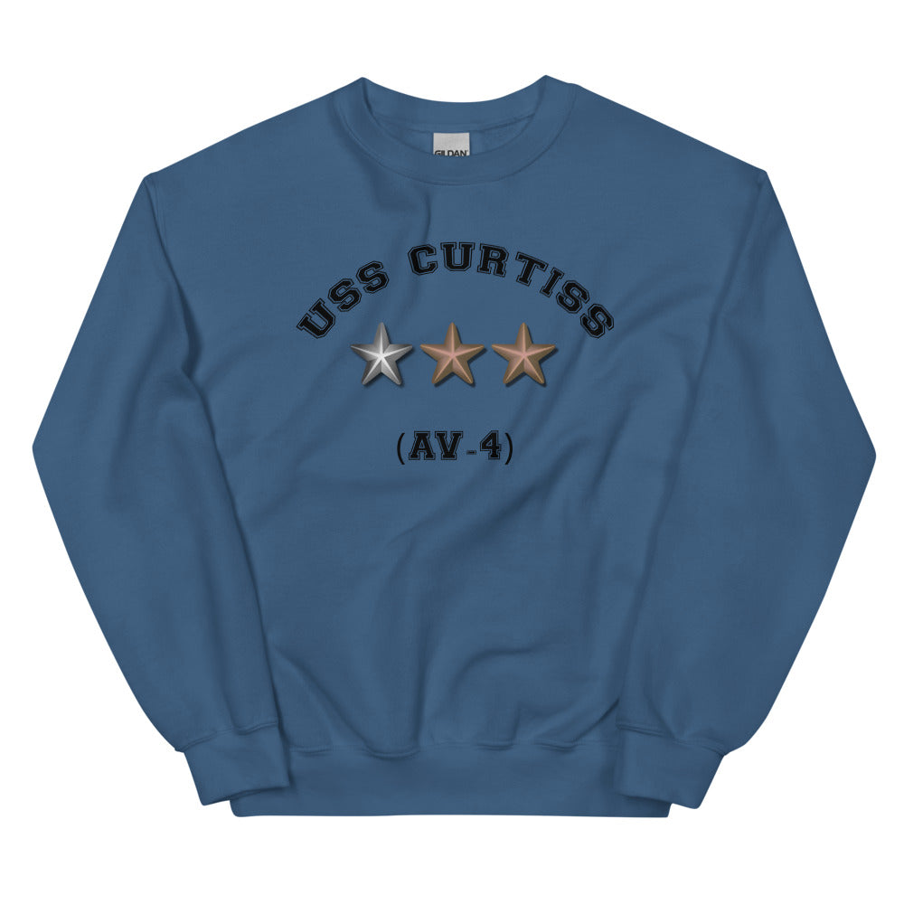USS Curtiss (AV-4) Unisex Sweatshirt – front view, indigo