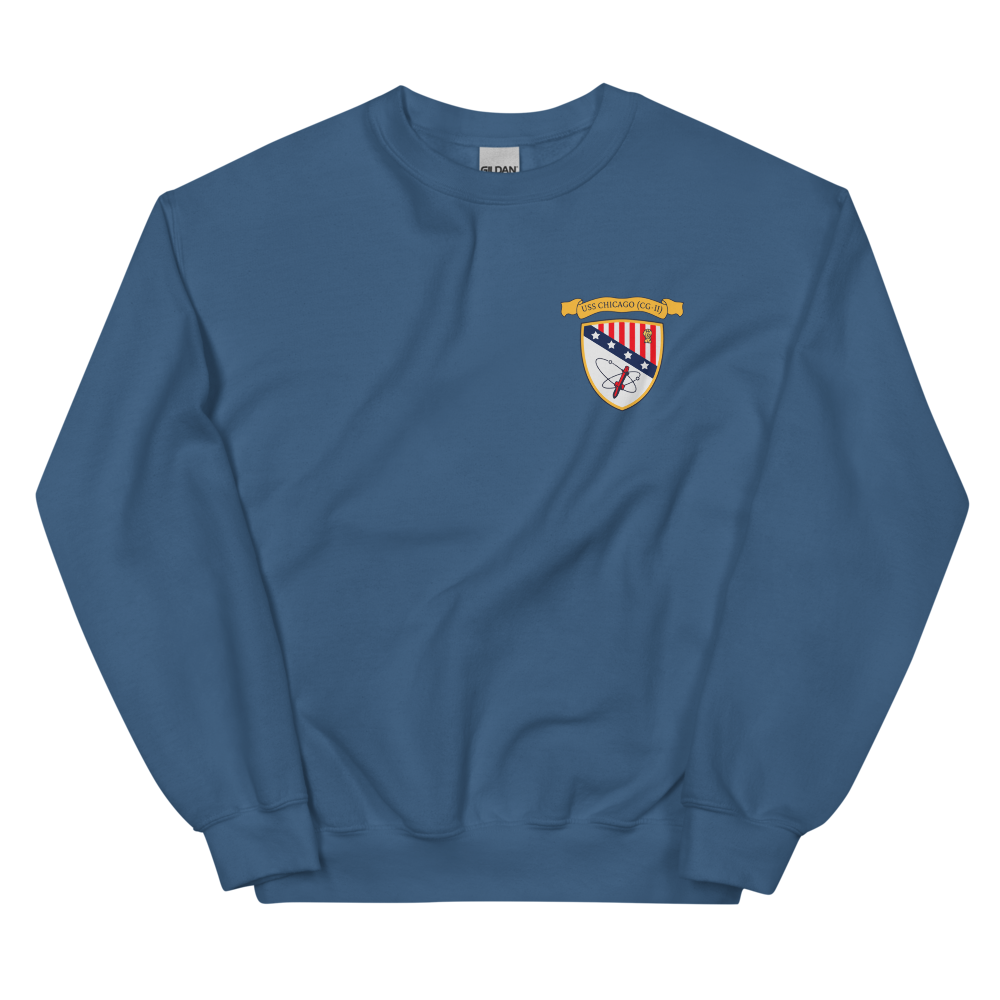 USS Chicago (CG-11) 1976 WESTPAC Cruise Sweatshirt – front view, indigo