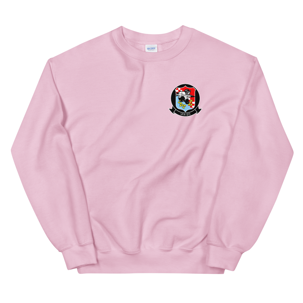 VFA-211 Checkmates Squadron Crest Unisex Sweatshirt – front view, pink