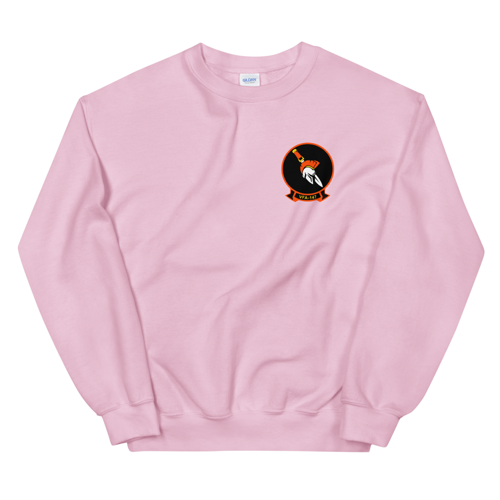 VFA-147 Argonauts Squadron Crest Unisex Sweatshirt – front view, pink