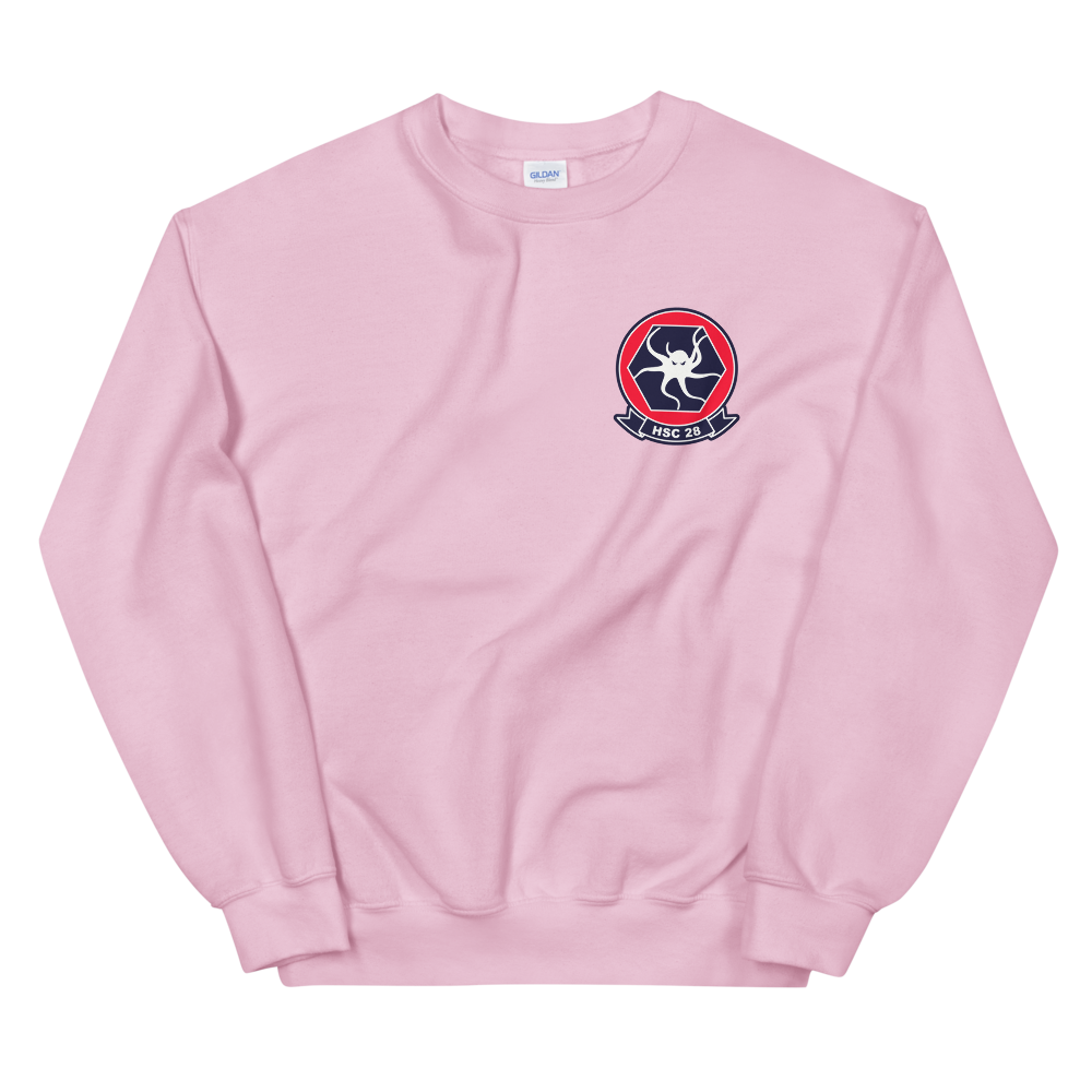 HSC-28 Dragon Whales Squadron Crest Unisex Sweatshirt – front view, pink