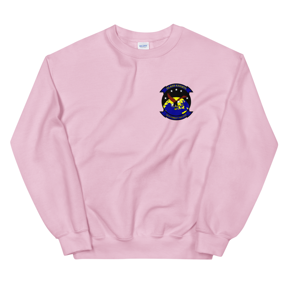 HSC-25 Island Knights Squadron Crest Unisex Sweatshirt – front view, pink