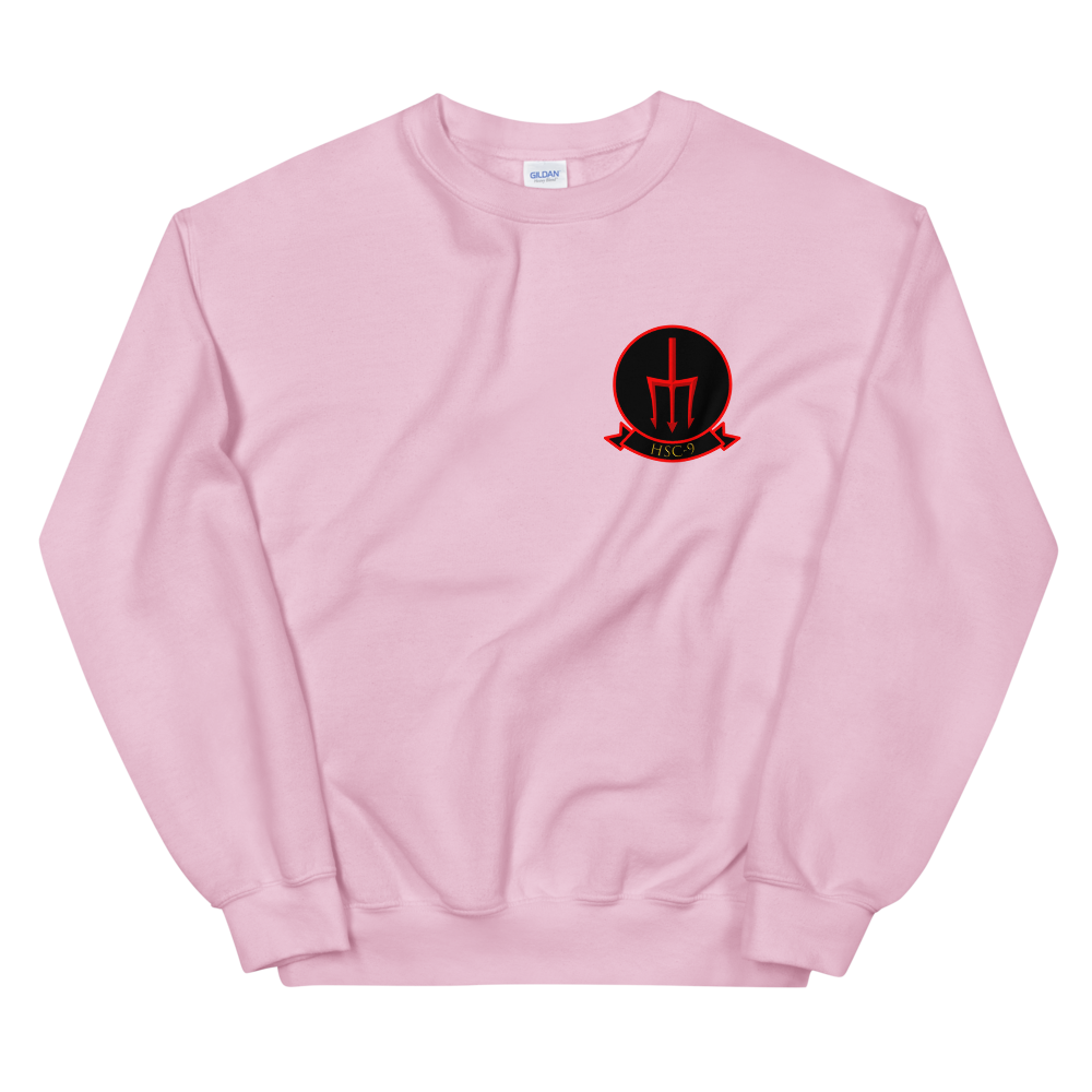 HSC-9 Tridents Squadron Crest Unisex Sweatshirt – front view, pink