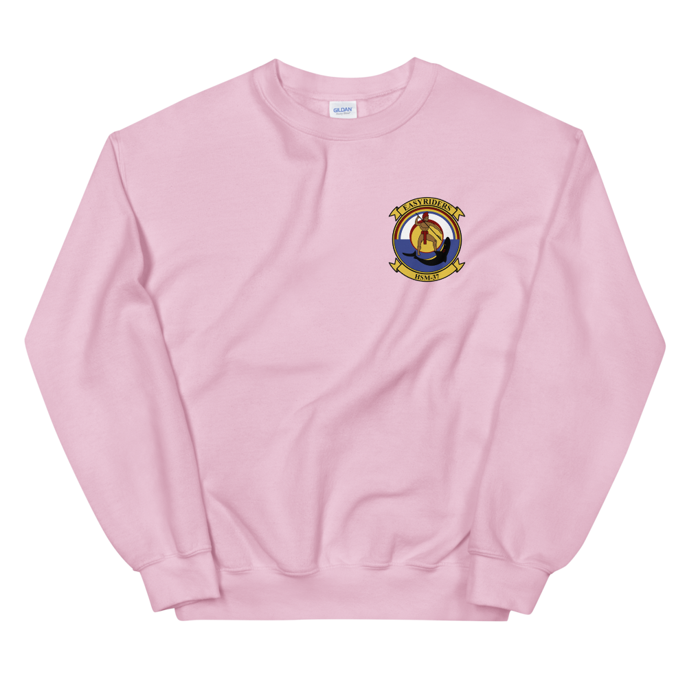 HSM-37 Easy Riders Squadron Crest Unisex Sweatshirt – front view, pink
