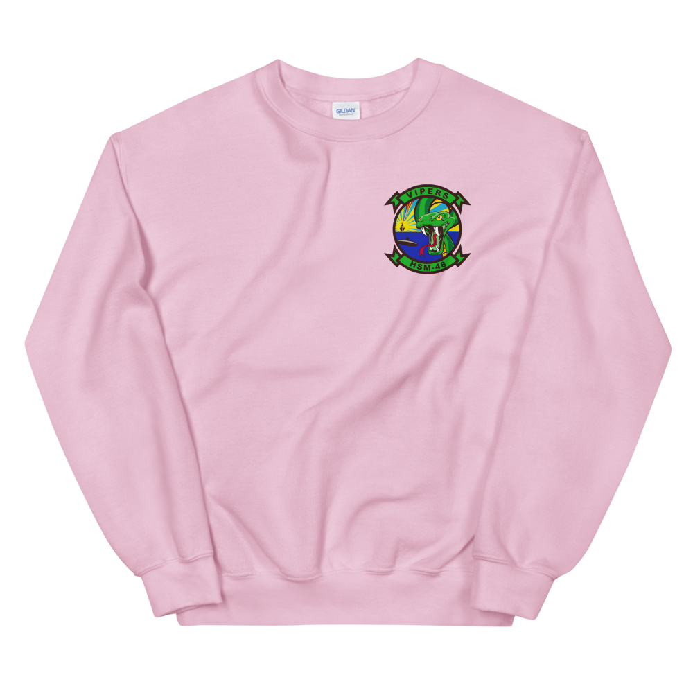 HSM-48 Vipers Squadron Crest Unisex Sweatshirt – front view, pink