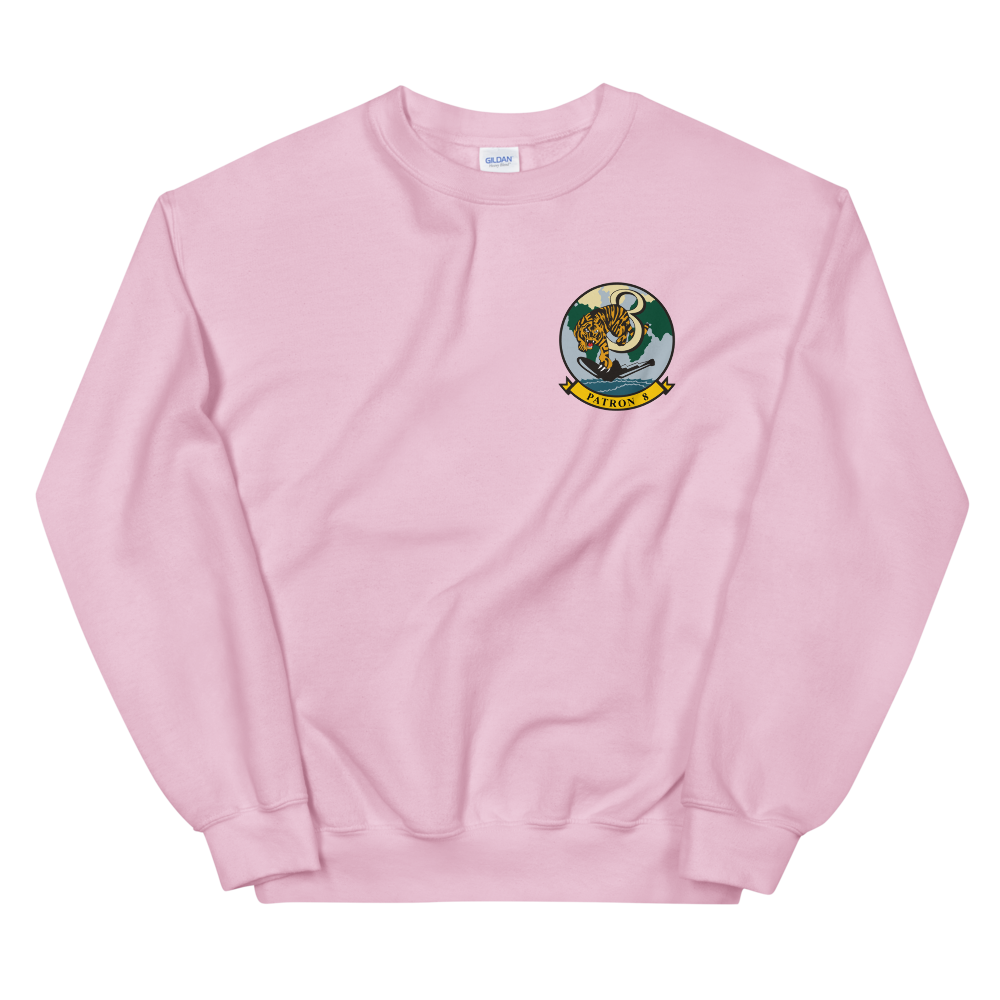 VP-8 Fighting Tigers Squadron Crest Sweatshirt – front view, pink