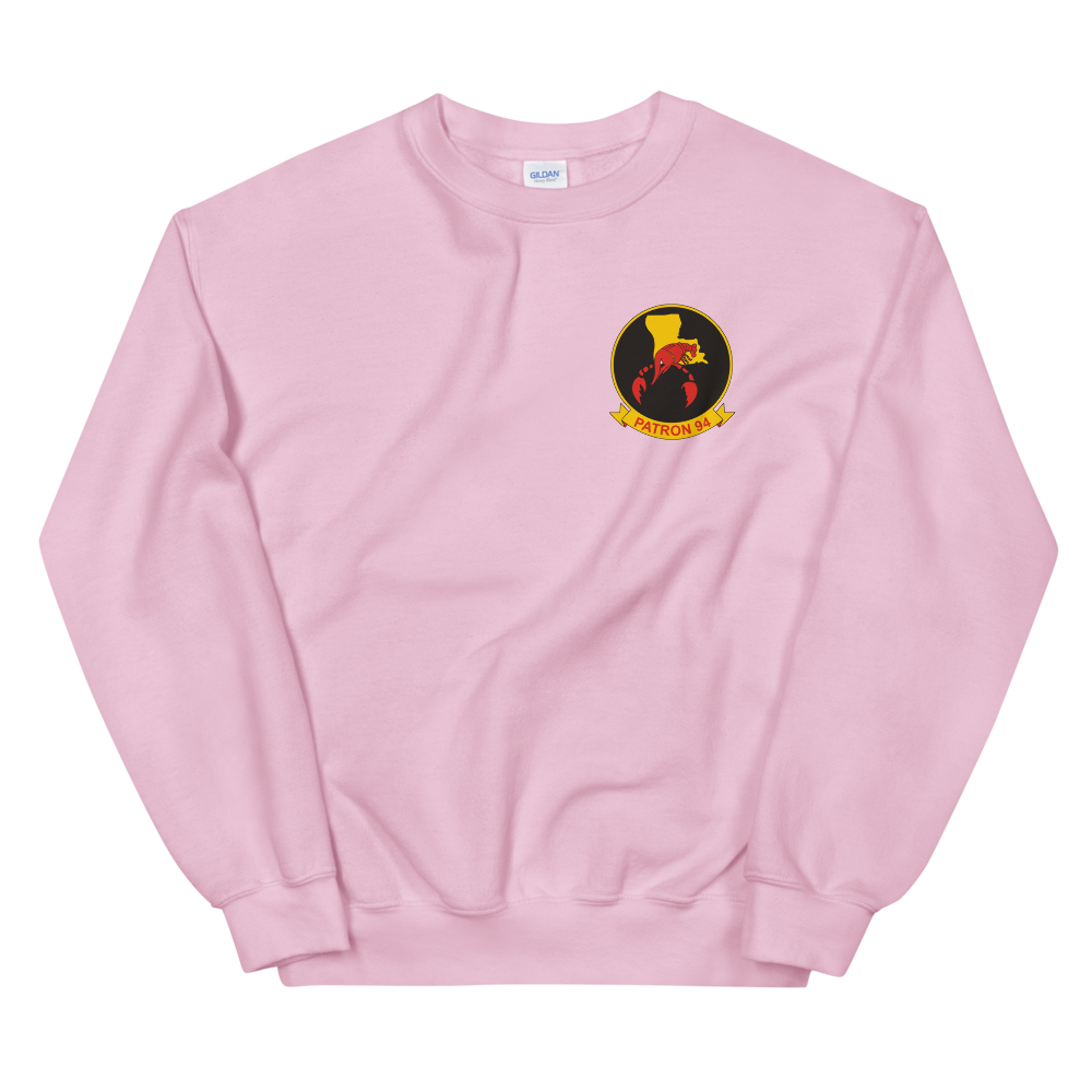 VP-94 Crawfisher's Squadron Crest Sweatshirt – front view, pink