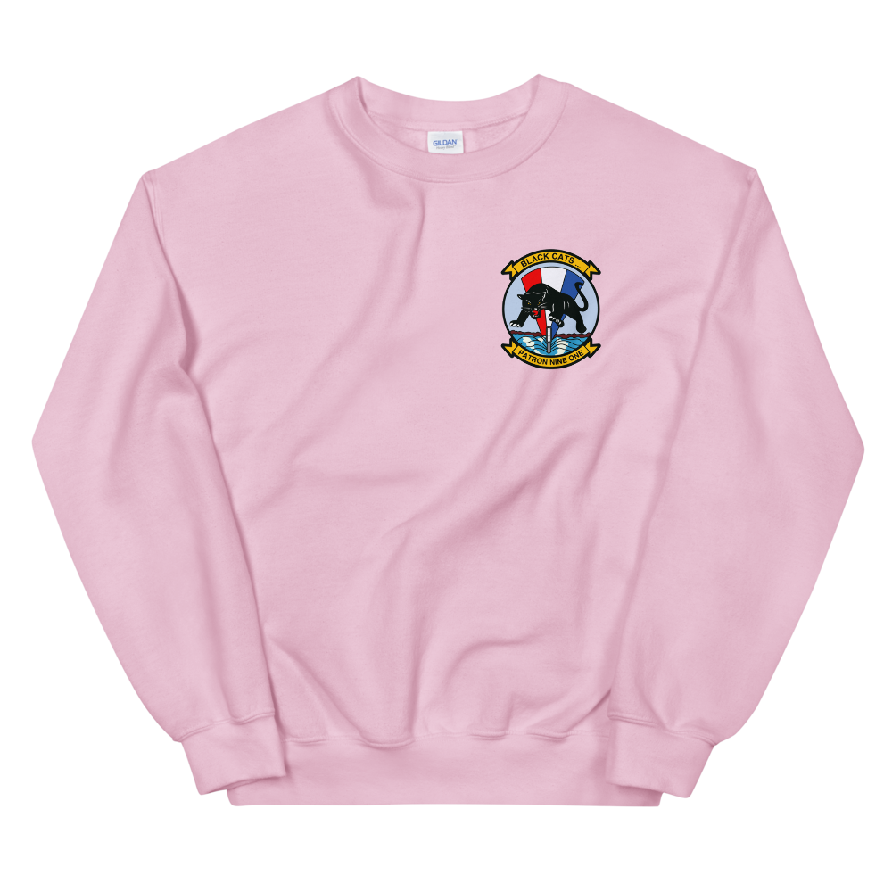 VP-91 Blackcats Squadron Crest Sweatshirt – front view, pink