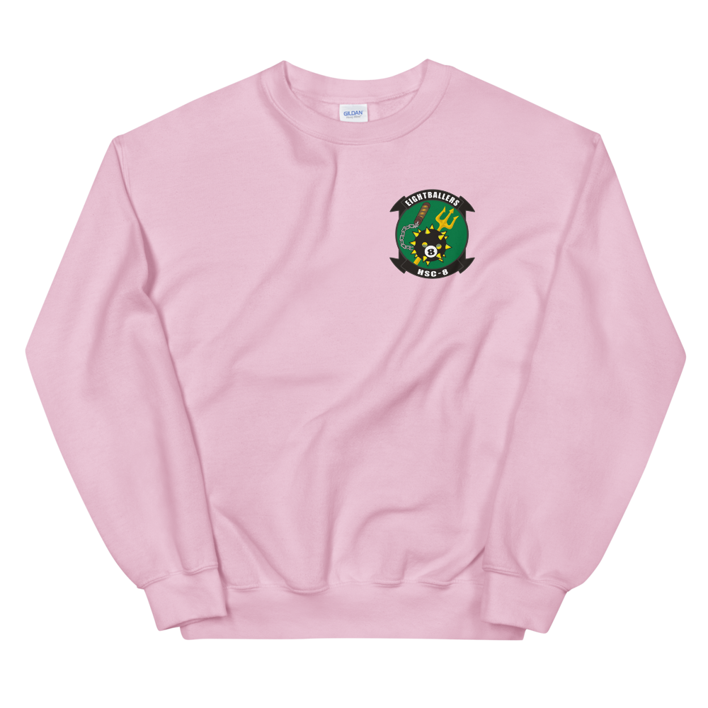 HSC-8 Eightballers Squadron Crest Sweatshirt – front view, pink