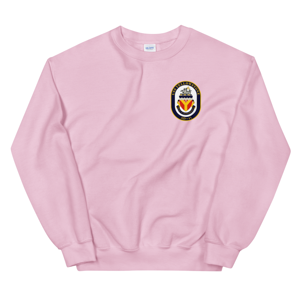 USS Yellowstone (AD-41) Ship's Crest Sweatshirt – front view, pink