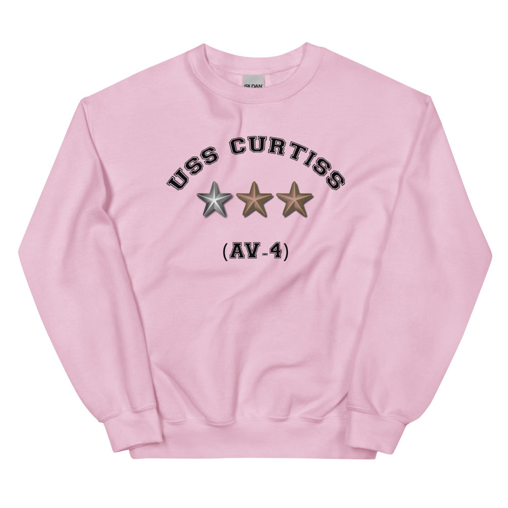 USS Curtiss (AV-4) Unisex Sweatshirt – front view, pink