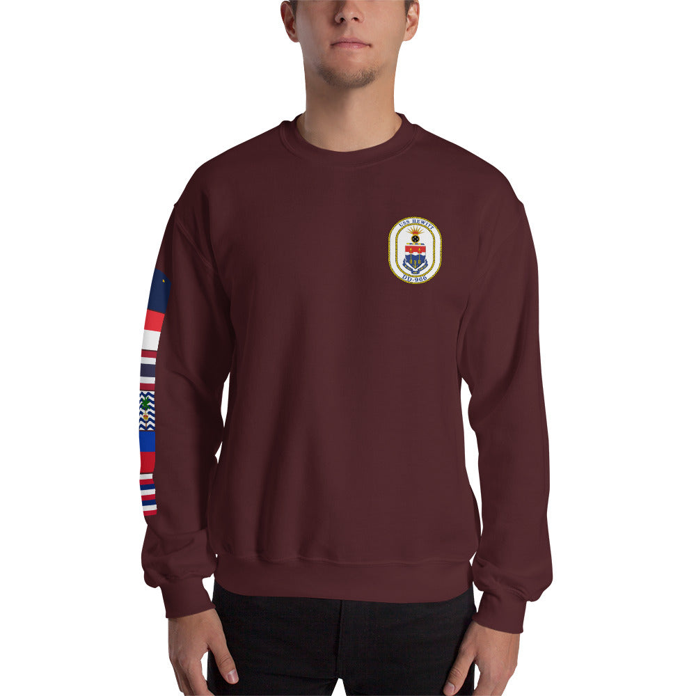 USS Hewitt (DD-966) 1989-90 Cruise Sweatshirt - FLAGS ON SLEEVE – maroon