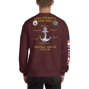 USS Hewitt (DD-966) 1989-90 Cruise Sweatshirt - FLAGS ON SLEEVE